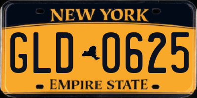 NY license plate GLD0625