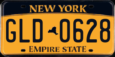 NY license plate GLD0628