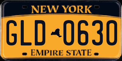 NY license plate GLD0630