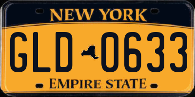 NY license plate GLD0633