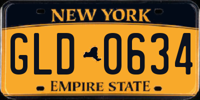 NY license plate GLD0634