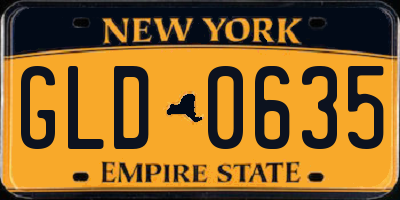 NY license plate GLD0635