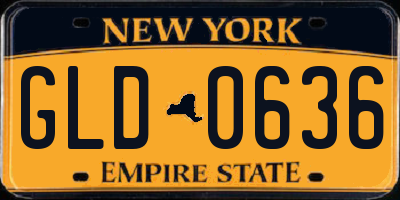 NY license plate GLD0636