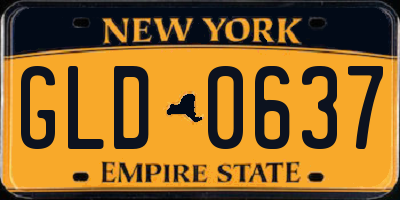 NY license plate GLD0637