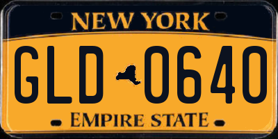 NY license plate GLD0640