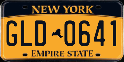 NY license plate GLD0641