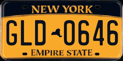 NY license plate GLD0646