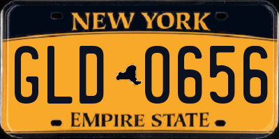 NY license plate GLD0656