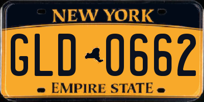 NY license plate GLD0662