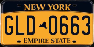 NY license plate GLD0663