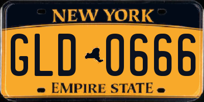 NY license plate GLD0666
