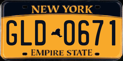 NY license plate GLD0671