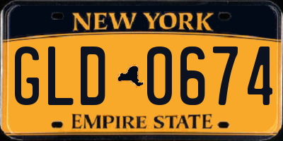 NY license plate GLD0674