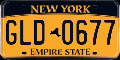 NY license plate GLD0677