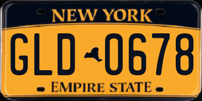 NY license plate GLD0678