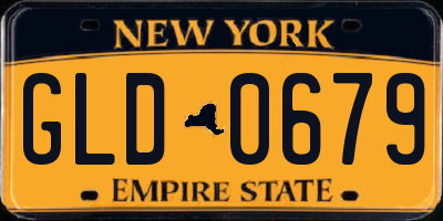 NY license plate GLD0679