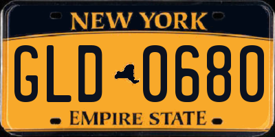 NY license plate GLD0680