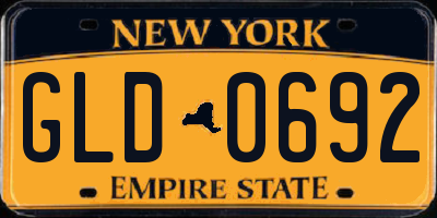 NY license plate GLD0692