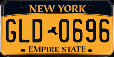 NY license plate GLD0696