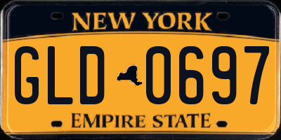 NY license plate GLD0697