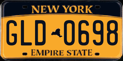 NY license plate GLD0698