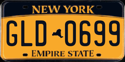 NY license plate GLD0699