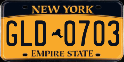 NY license plate GLD0703
