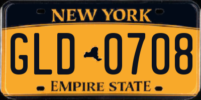 NY license plate GLD0708