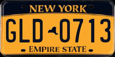 NY license plate GLD0713