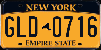 NY license plate GLD0716
