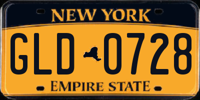 NY license plate GLD0728
