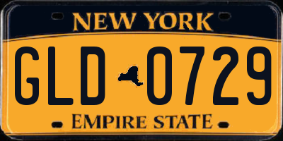 NY license plate GLD0729