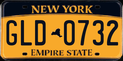 NY license plate GLD0732