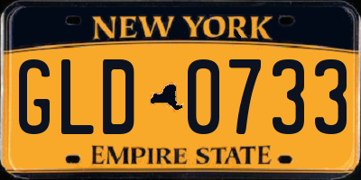 NY license plate GLD0733