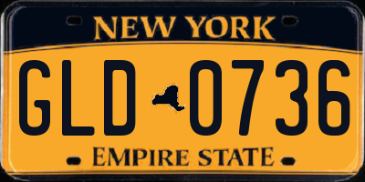 NY license plate GLD0736