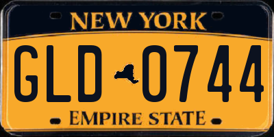NY license plate GLD0744