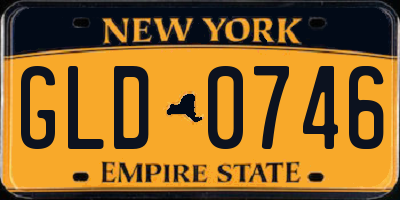 NY license plate GLD0746
