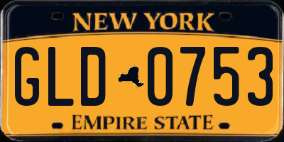 NY license plate GLD0753