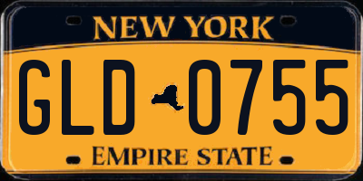 NY license plate GLD0755