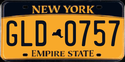 NY license plate GLD0757