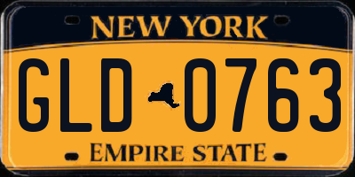 NY license plate GLD0763