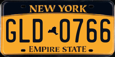 NY license plate GLD0766