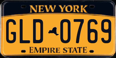 NY license plate GLD0769