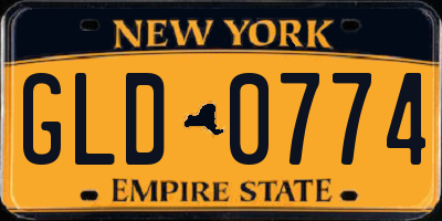 NY license plate GLD0774