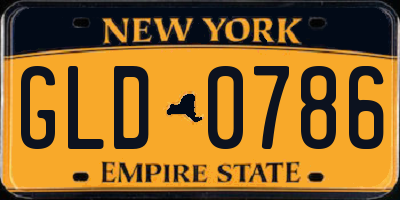 NY license plate GLD0786