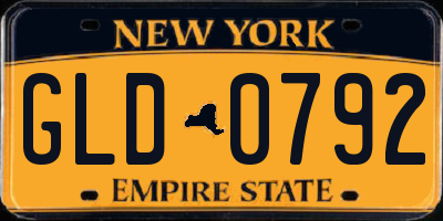 NY license plate GLD0792