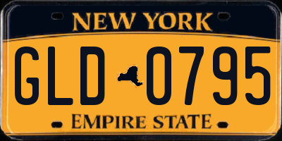 NY license plate GLD0795