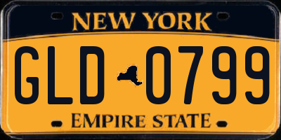 NY license plate GLD0799