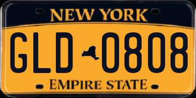 NY license plate GLD0808