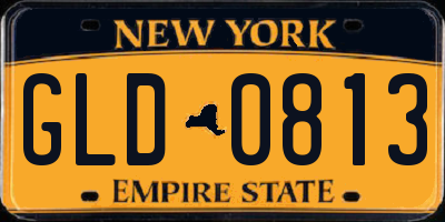 NY license plate GLD0813